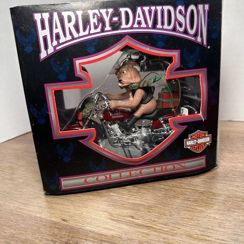 VTG 1999 HARLEY DAVIDSON NORTH POLE MOTORCYCLE CLUB X-MAS ORNAMENT WALRUS & DOG‎